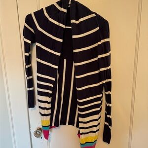 Striped Open-Front Women’s Cotton Cardigan Sweater